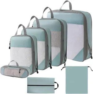 1 Set Packing Cubes Compressible Travel Packing Organizer for Carry on Suitcase, Korean Blue