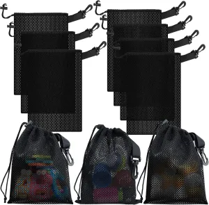 10 PCS With Clips Mesh Drawstring Bags, Portable Nylon Storage Bags for toy,Sports Storage,Outdoor activities etc. (5.9x7.9in)