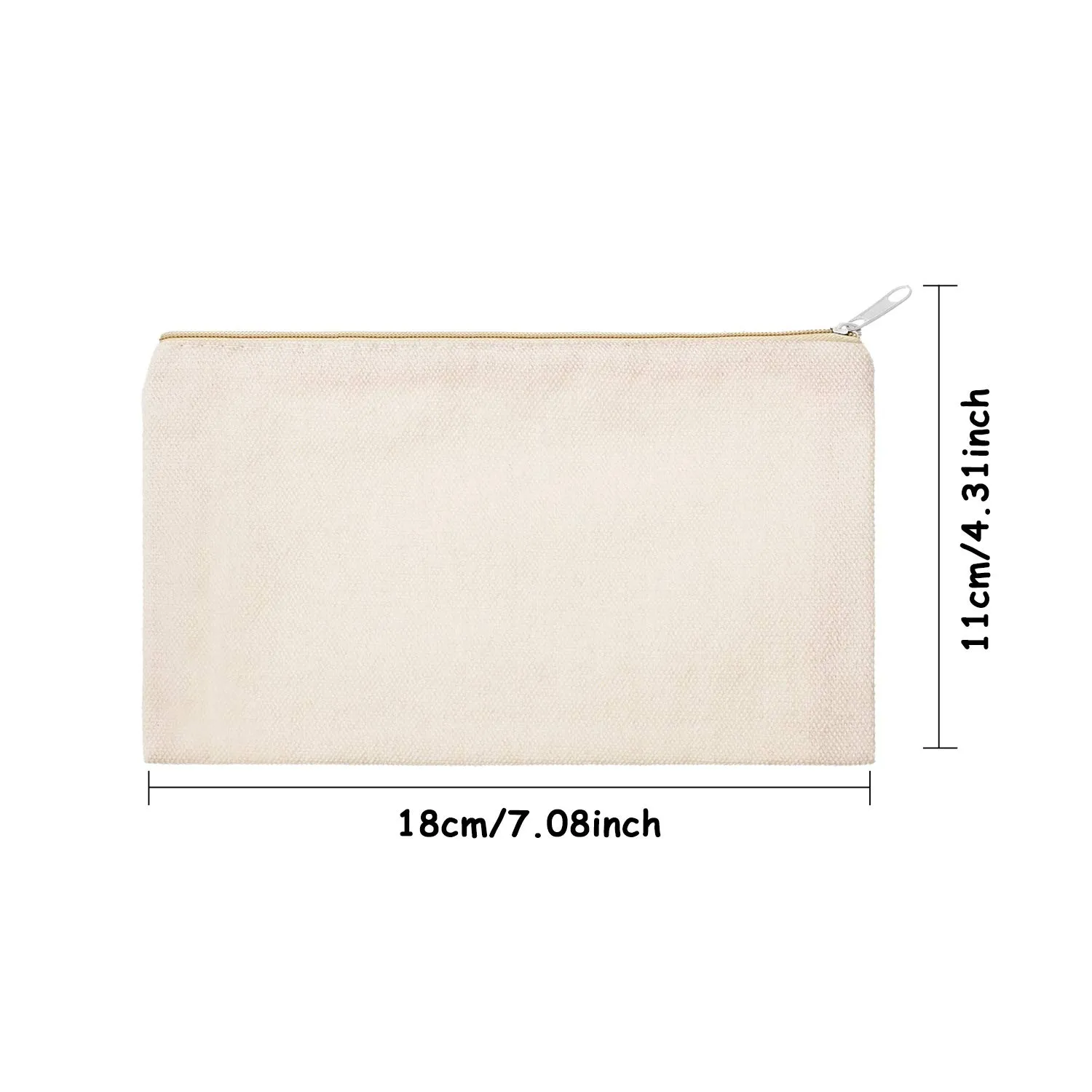 10 Pieces Cosmetic Canvas Pouch Bag Multipurpose Makeup Bag with Zipper Cotton Canvas Travel Toiletry Pouch DIY Craft(S,Beige)