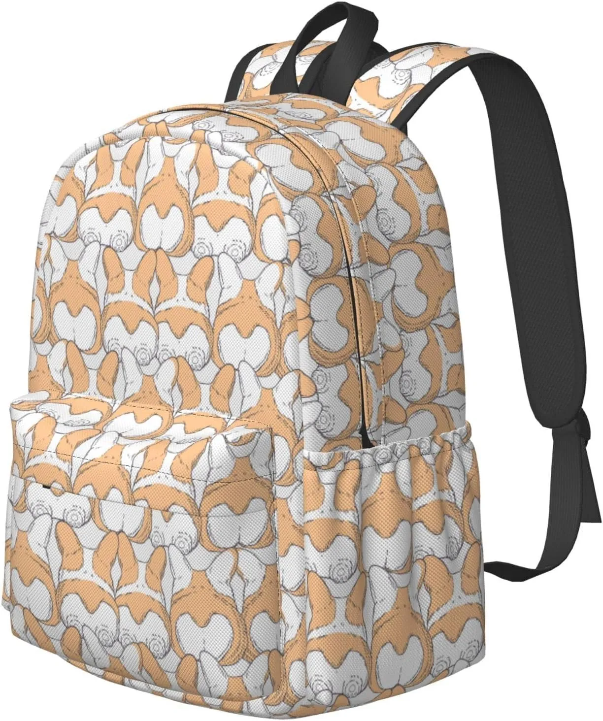 17 inch Backpack Corgi Bun Seamless Back Dogs Laptop Backpack School Bookbag Shoulder Bag Casual Daypack