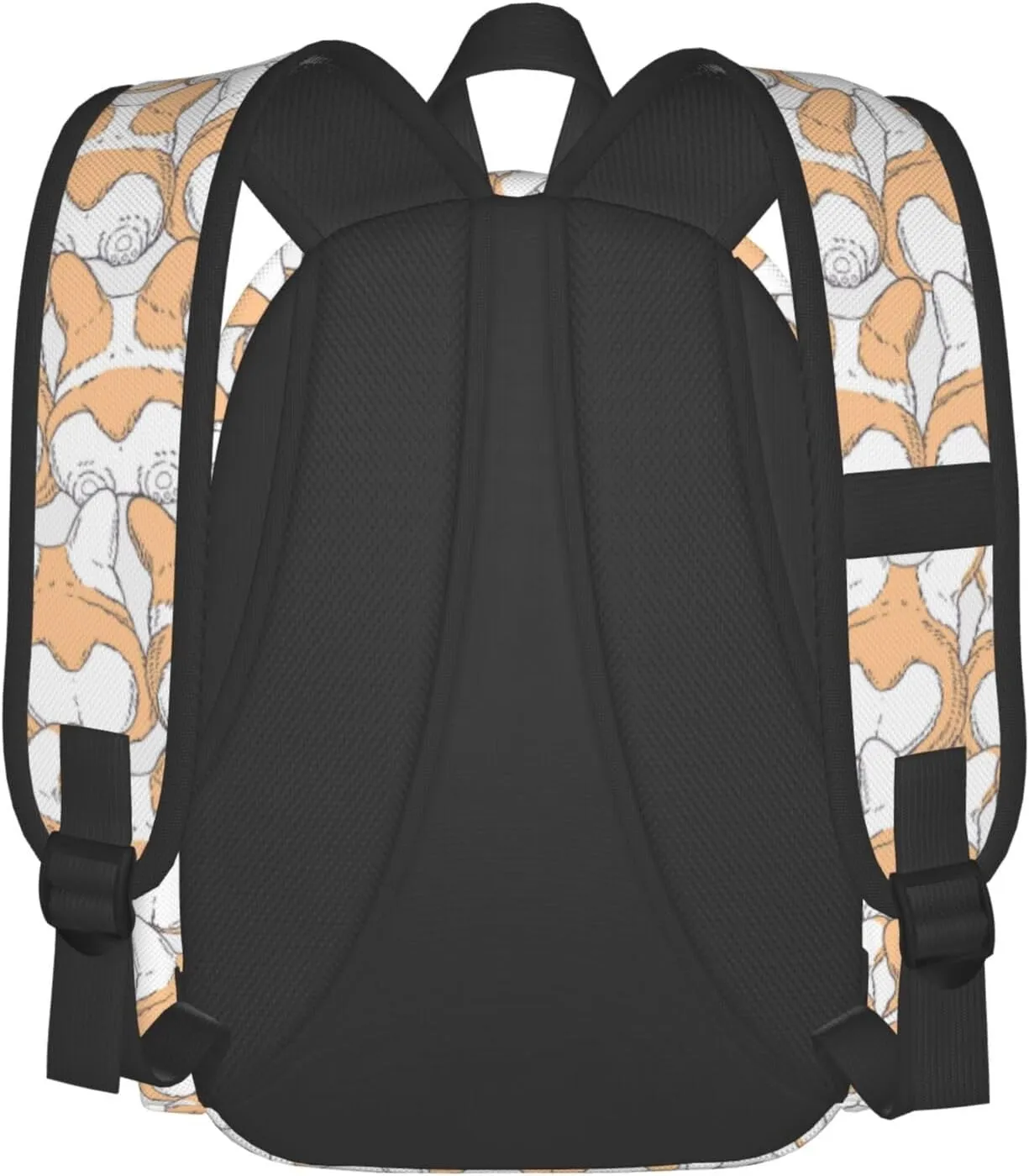 17 inch Backpack Corgi Bun Seamless Back Dogs Laptop Backpack School Bookbag Shoulder Bag Casual Daypack