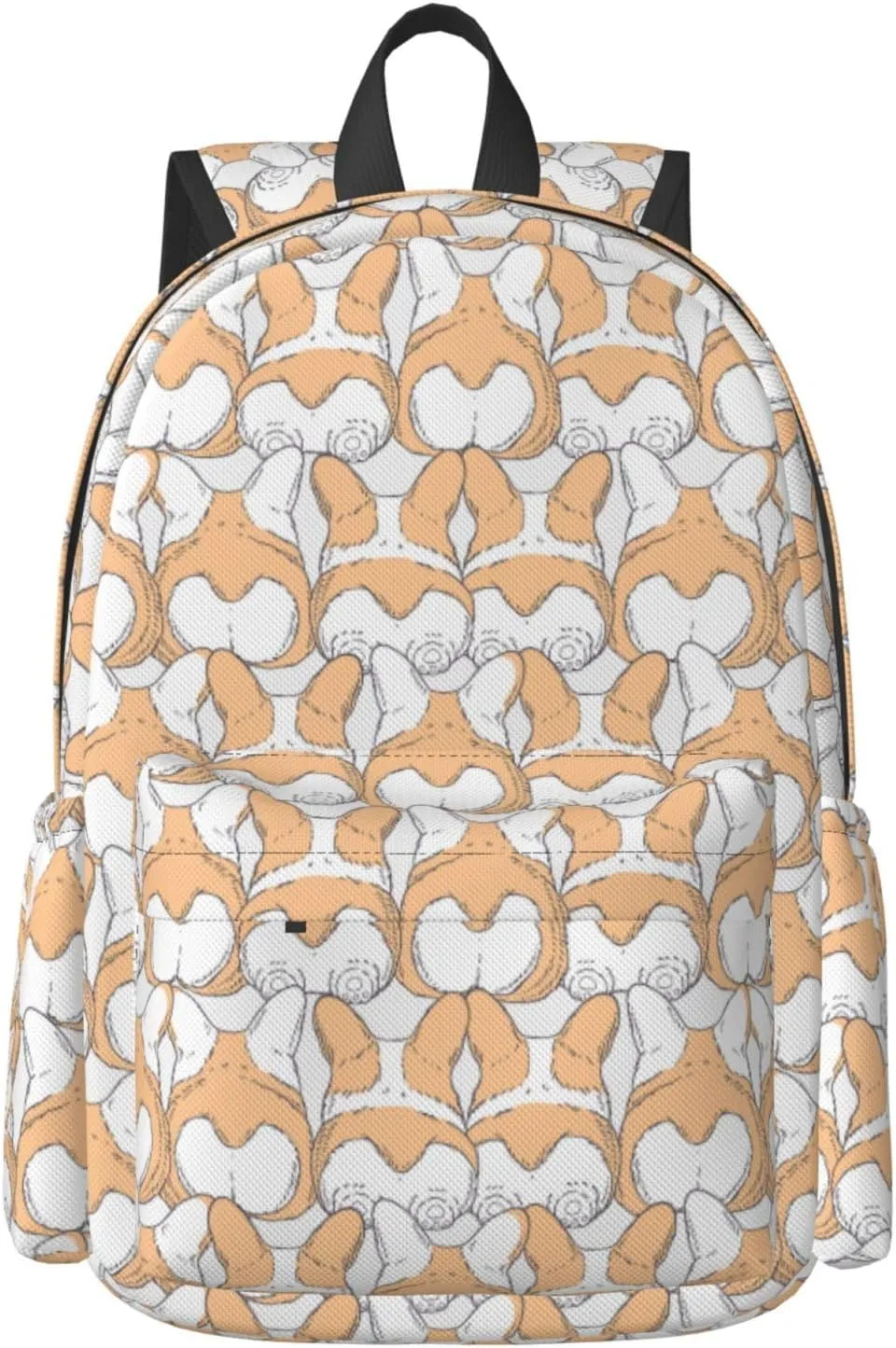 17 inch Backpack Corgi Bun Seamless Back Dogs Laptop Backpack School Bookbag Shoulder Bag Casual Daypack