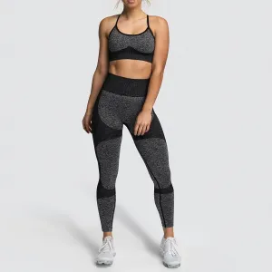 2PCS Women Seamless Yoga Set Gym Top Bra Leggings Workout Fitness Suit UK Medium