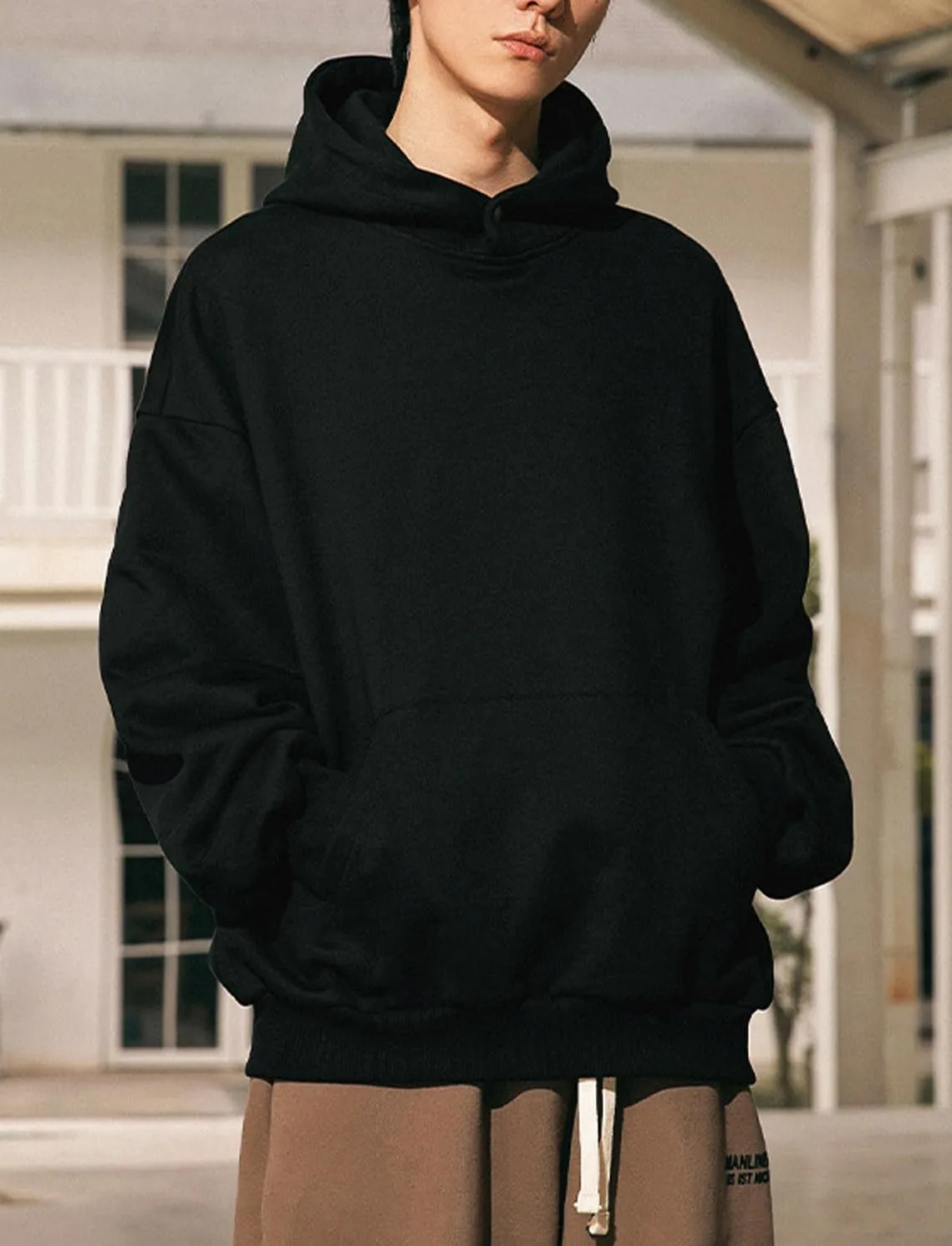 350gsm Thick Cotton Blend Hoodies Winter Oversized Blank Hoodies Warm Sweatshirts Heavyweight Hoodie Men Streetwear