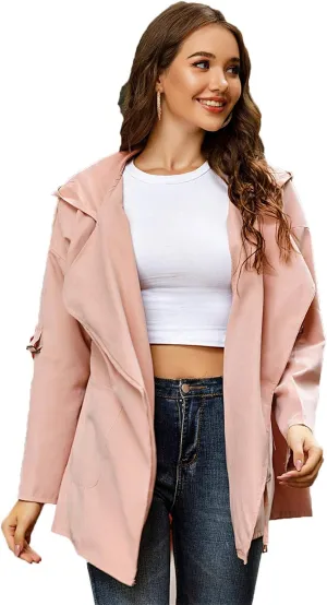 Andongnywell Women's Waterproof Trench Coat Lightweight Rain Jacket Packable Windbreaker with Hood Coats
