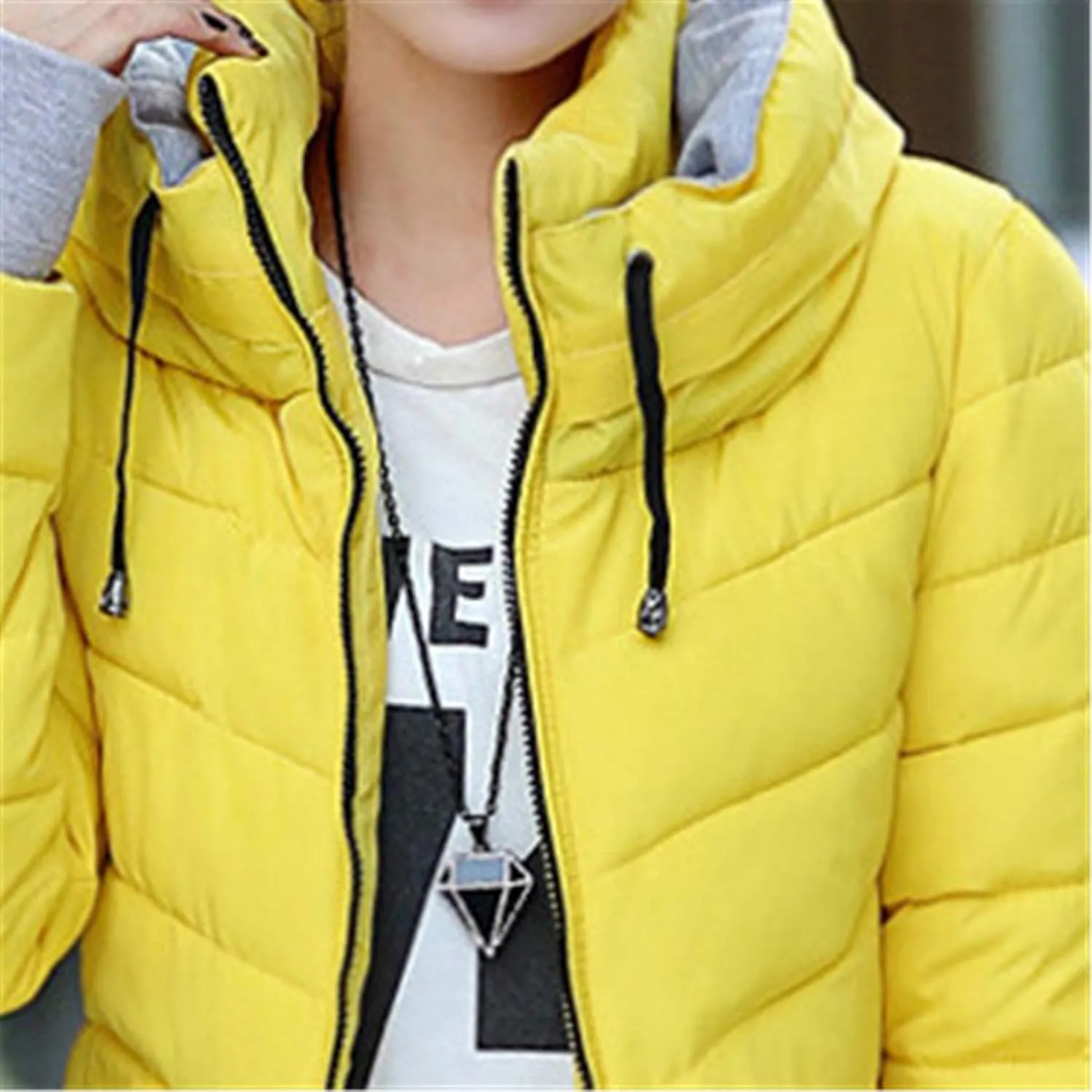 Andongnywell Women's Winter Parka Jacket Warm Stand Collar Cotton Quilted Down Coat Short Jacket Lightweight Coats (Yellow 1,3X-Large)