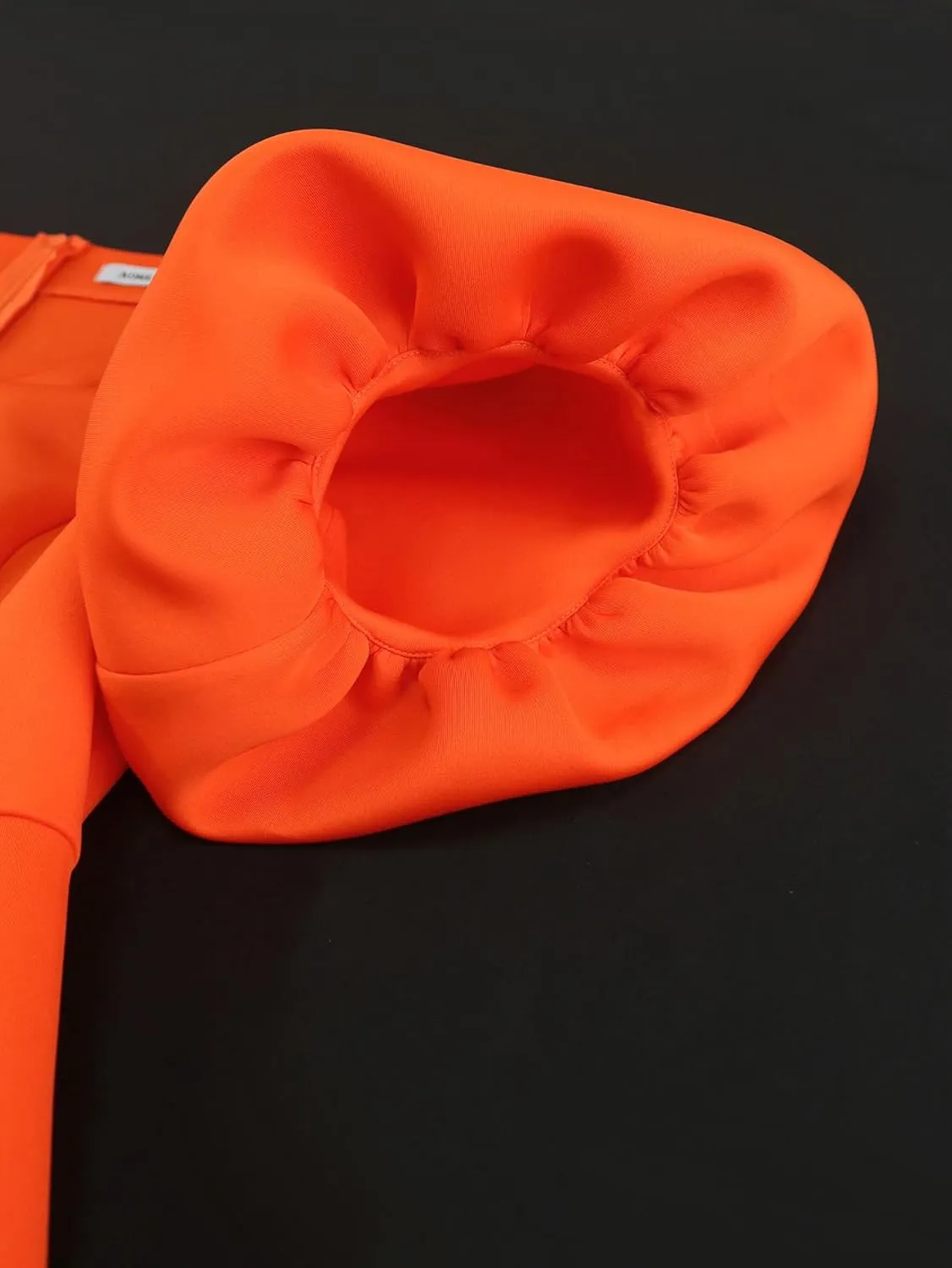 AOMEI Women's Plus Size Square Neck Orange Dress Puff Sleeve Cut Out Bodycon Elegant Office Midi Dresses for Women 2025