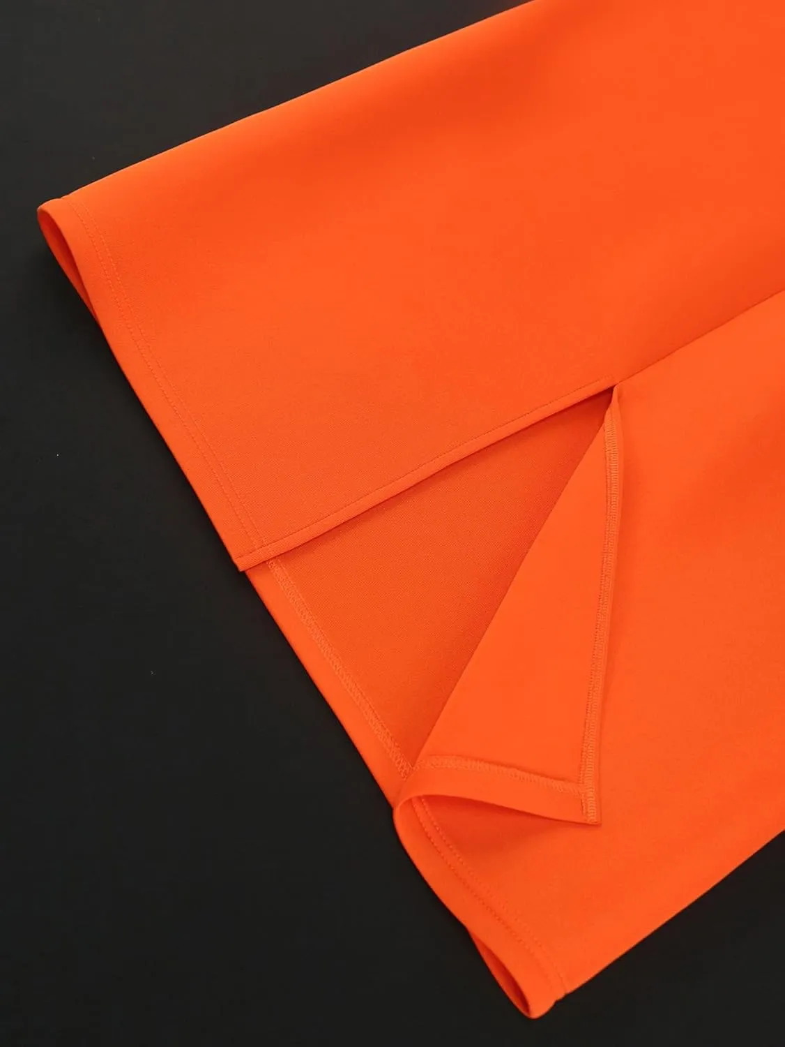 AOMEI Women's Plus Size Square Neck Orange Dress Puff Sleeve Cut Out Bodycon Elegant Office Midi Dresses for Women 2025