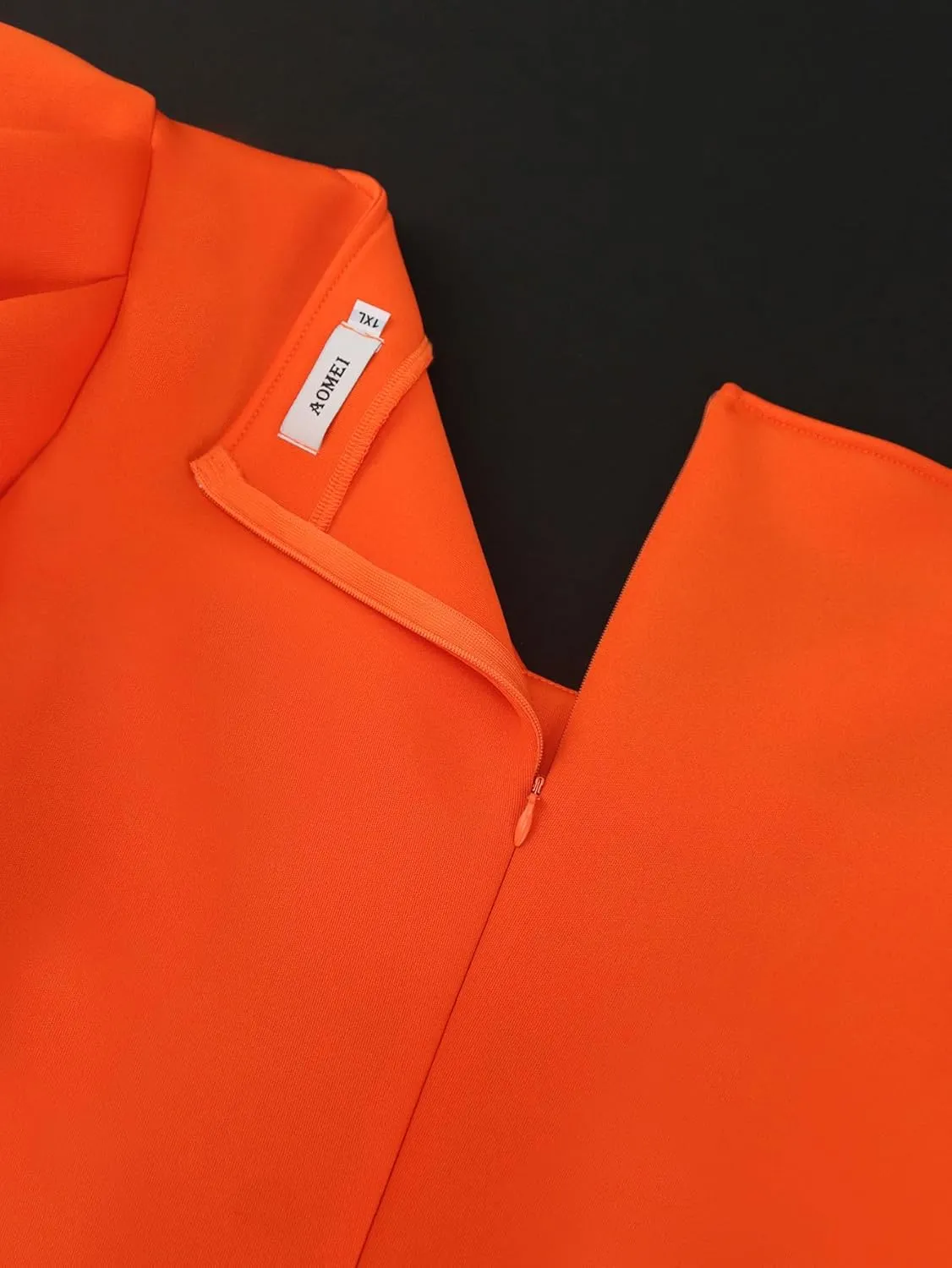 AOMEI Women's Plus Size Square Neck Orange Dress Puff Sleeve Cut Out Bodycon Elegant Office Midi Dresses for Women 2025
