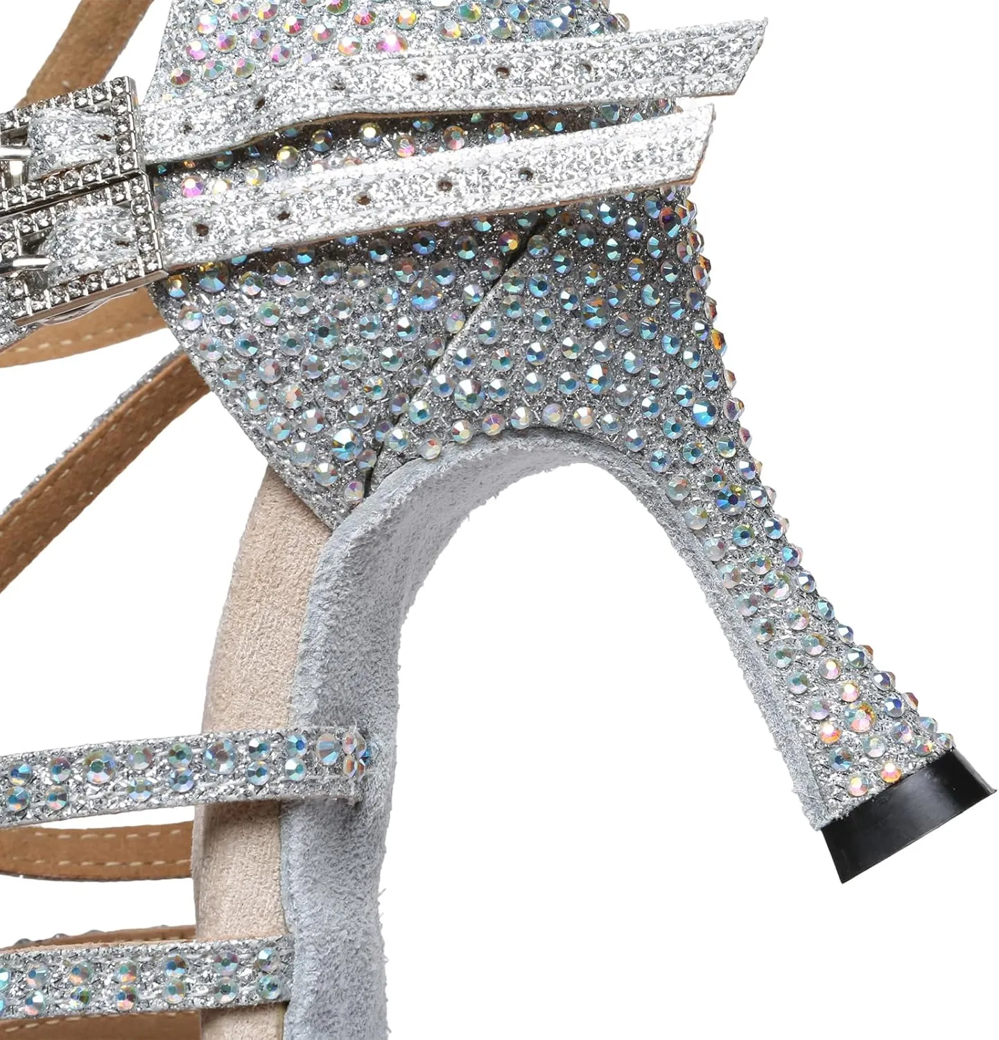 AOQUNFS Latin Dance Shoes Rhinestones Salsa Ballroom Practice Performance Dance Shoes for Women,L604