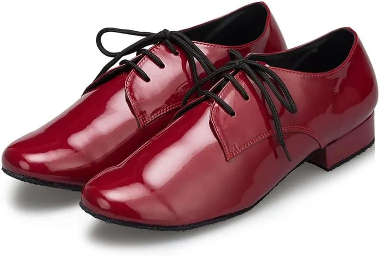 AOQUNFS Men's Latin Dance Shoes Black Leather Ballroom Tango Salsa Character Shoes,Model L146