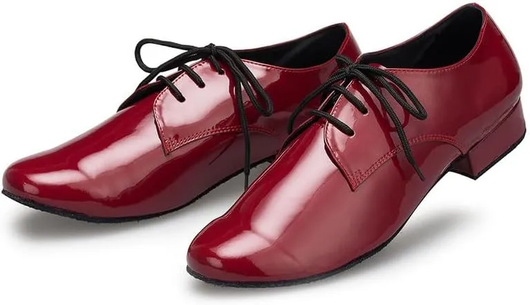 AOQUNFS Men's Latin Dance Shoes Black Leather Ballroom Tango Salsa Character Shoes,Model L146