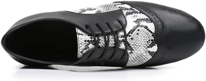 AOQUNFS Men's Latin Dance Shoes Black Patent Leather Leather Ballroom Tango Salsa Shoes,Model 8010