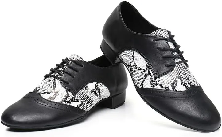 AOQUNFS Men's Latin Dance Shoes Black Patent Leather Leather Ballroom Tango Salsa Shoes,Model 8010