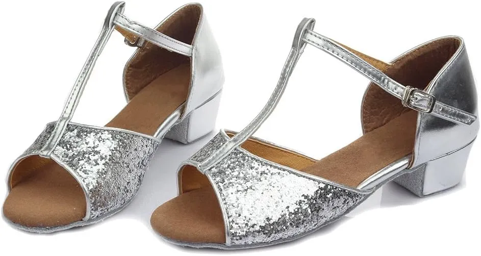 AOQUNFS Toddler Girls Latin Dance Shoes Low Heel Kids Salsa Ballroom Tango Dance Shoes,608