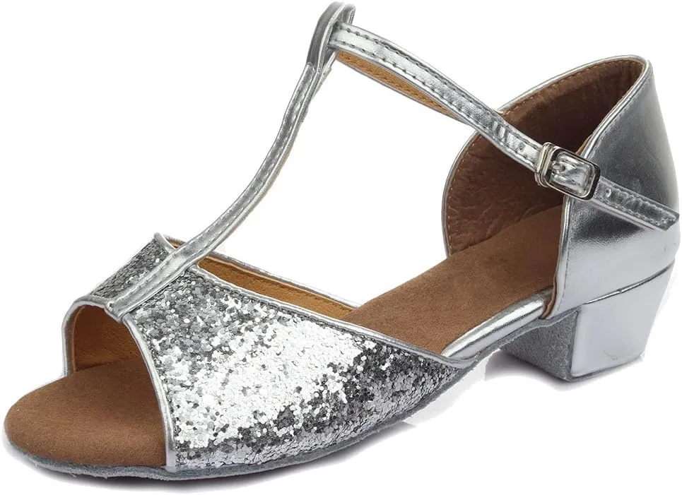 AOQUNFS Toddler Girls Latin Dance Shoes Low Heel Kids Salsa Ballroom Tango Dance Shoes,608