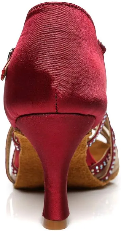 AOQUNFS Women Latin Dance Shoes Ballroom SalsaPerformance Practice Dancing Shoes,L441,Red,US 5.5