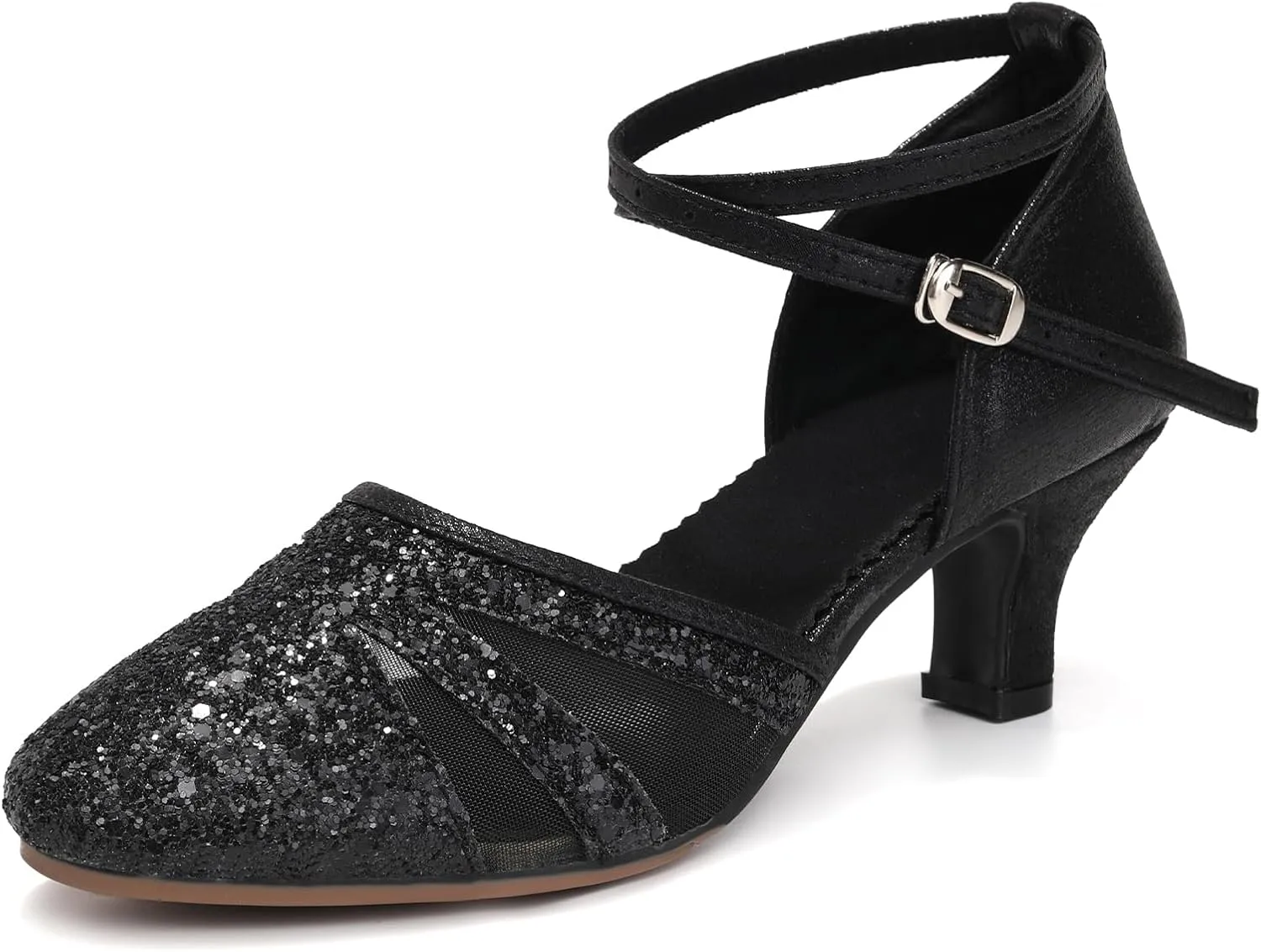 AOQUNFS Women's Latin Dance Shoes Closed Toe Sequin Ballroom Performance Party Dance Shoes,122