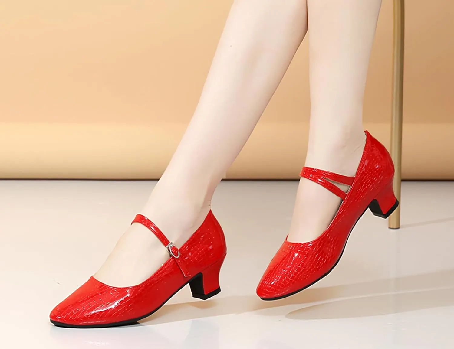 AOQUNFS Women'ss Ballroom Dance Shoes Women's Closed Toe Walts Salsa Latin Dance Shoes,CCZ-813