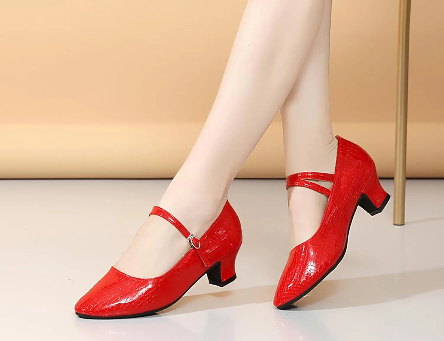 AOQUNFS Women'ss Ballroom Dance Shoes Women's Closed Toe Walts Salsa Latin Dance Shoes,CCZ-813