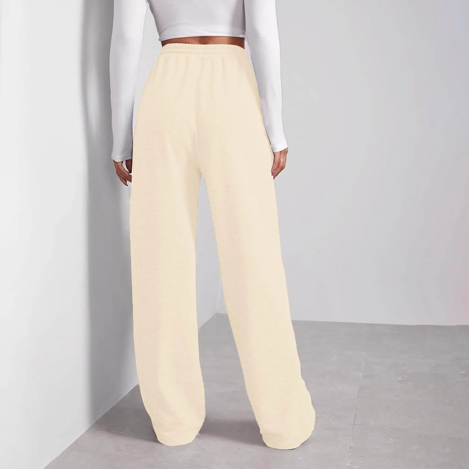 Baggy Wide Leg Sweatpants for Women Fleece High Waist Joggers with Pockets Lightweight Comfy Drawstring Sweat Pants