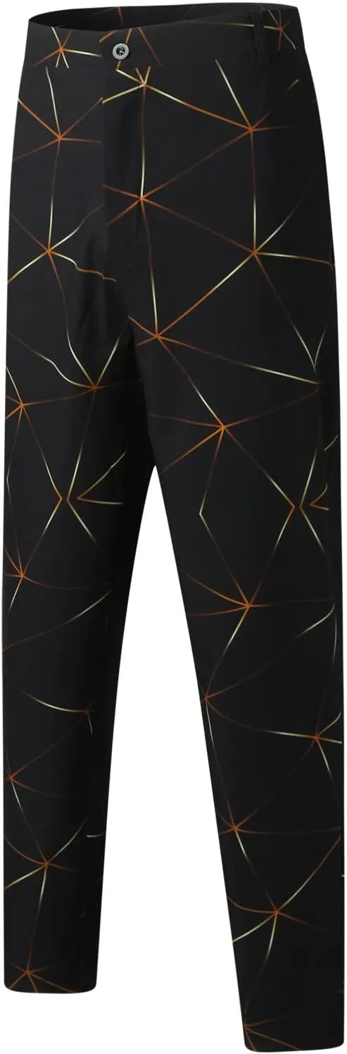 BIFUTON Mens Dress Pants Relaxed Fit Wrinkle Free Tapered Leg Office Formal Work Pants Casual Print Party Suit Trousers