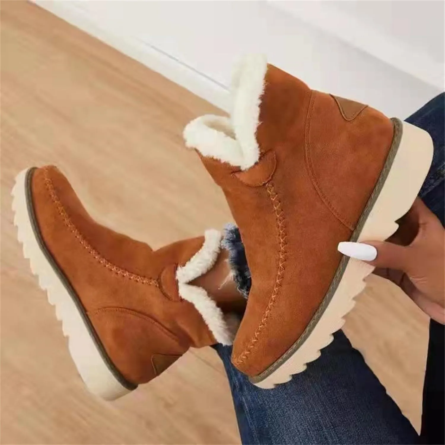 Black Winter Boots for Women Wide Calf Snow Boot Wide Width Women Womens Waterproof Boots Winter Low Heel Winter Dress Boots for Women Fashion, Leather Botas De Hule Termicas Para Mujer De Trabajo