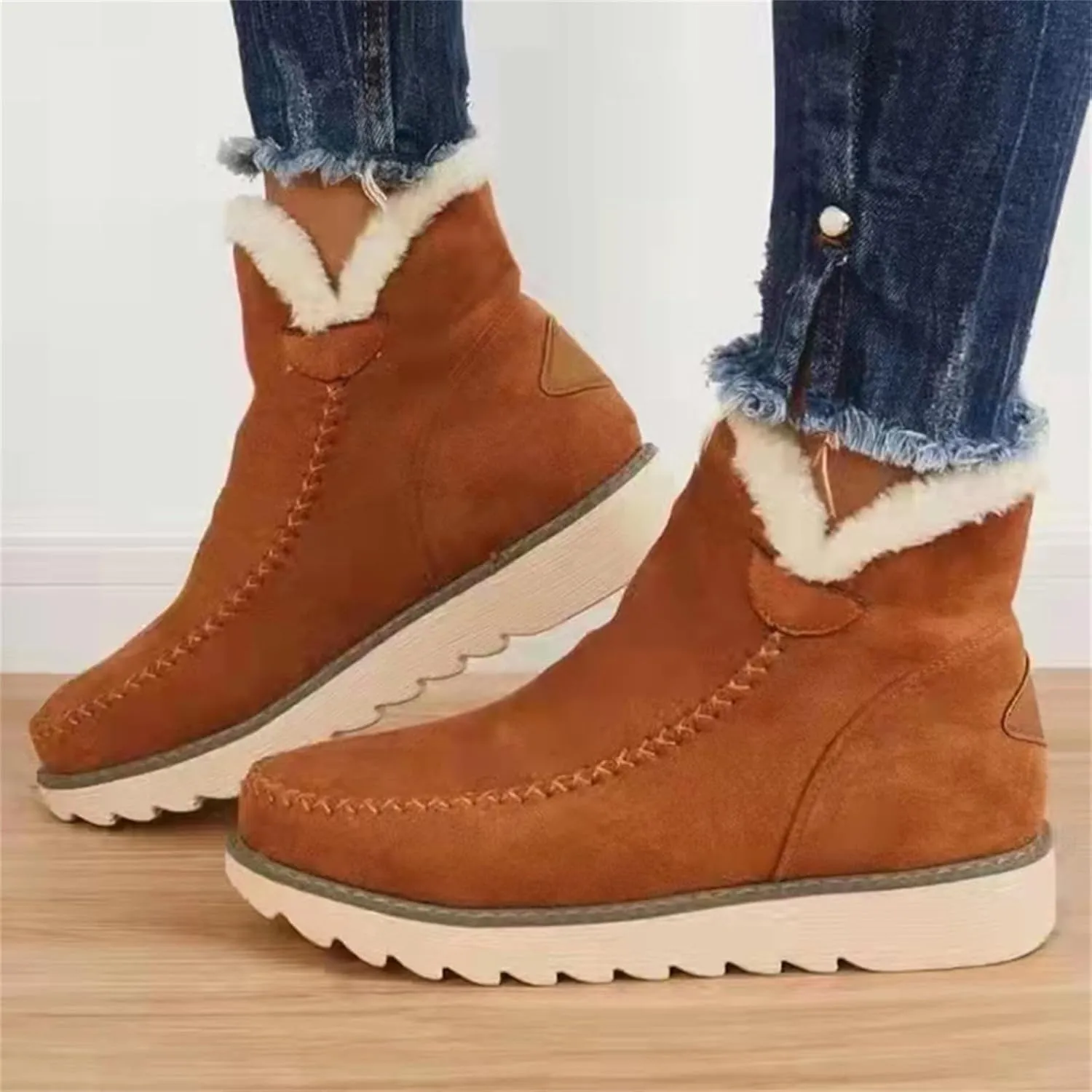 Black Winter Boots for Women Wide Calf Snow Boot Wide Width Women Womens Waterproof Boots Winter Low Heel Winter Dress Boots for Women Fashion, Leather Botas De Hule Termicas Para Mujer De Trabajo