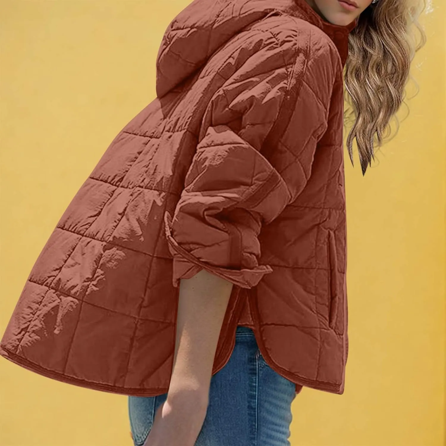 Borniu Women's Quilted Pullover Puffer Jacket Packable Hooded Oversize Winter Coat Tops Lightweight Down Jacket Outerwear