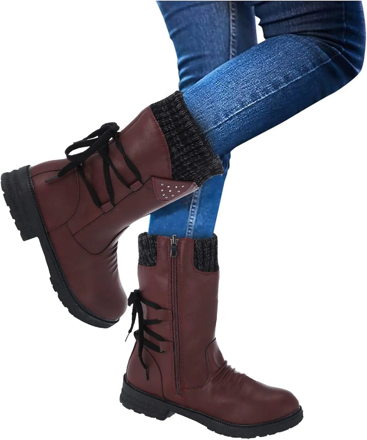 Brown Ankle Winter Boots for Women 2023 Trendy Waterproof Lightweight Winter Boots Synthetic Women Womens Winter Booties Wide Snow Boots for Women Waterproof Size 6 Botas De FrO Para Mujer