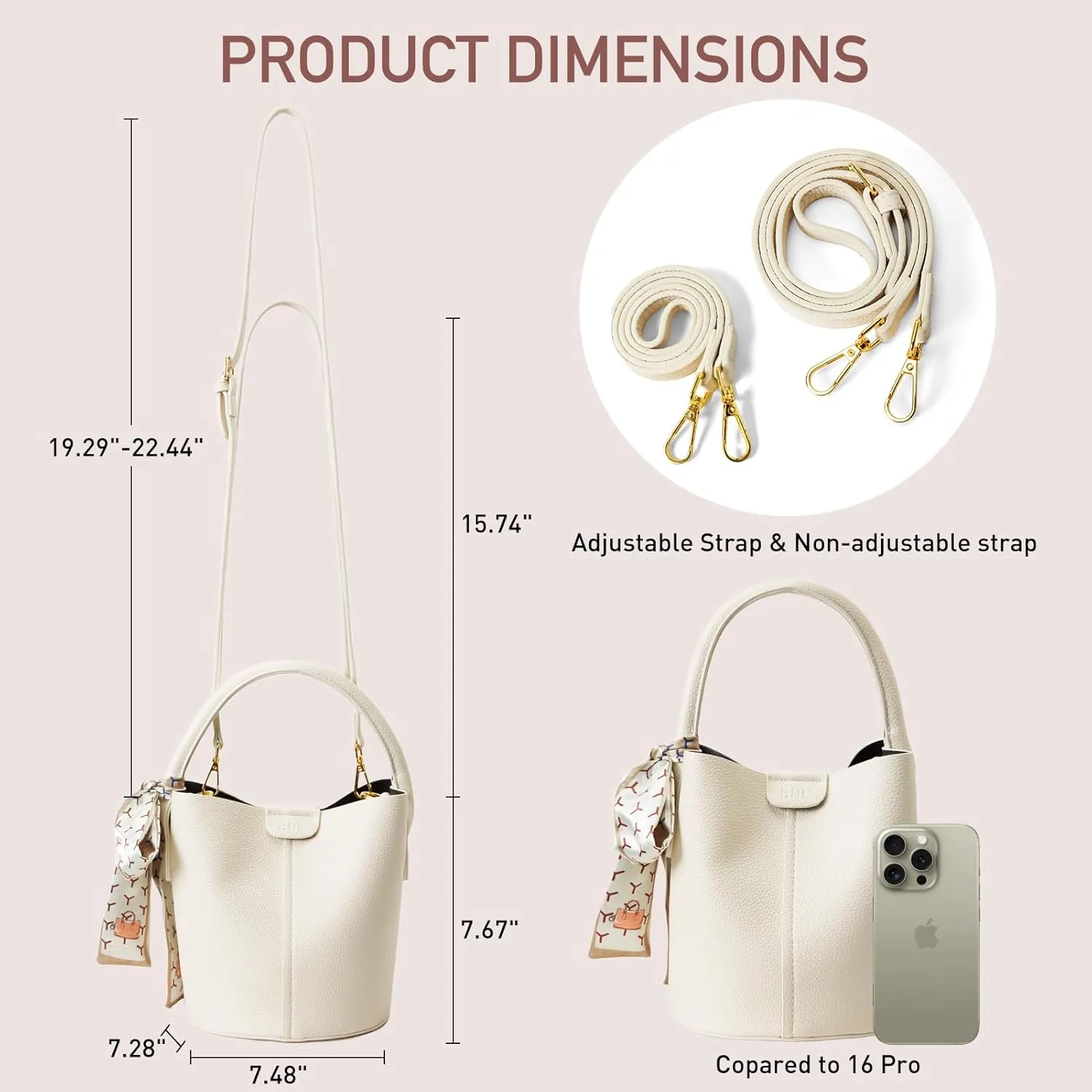 Bucket Bags for Women, Vegan Leather SMALL Crossbody Bags, Trendy Top-handle purses with 2 Removable Shoulder Straps