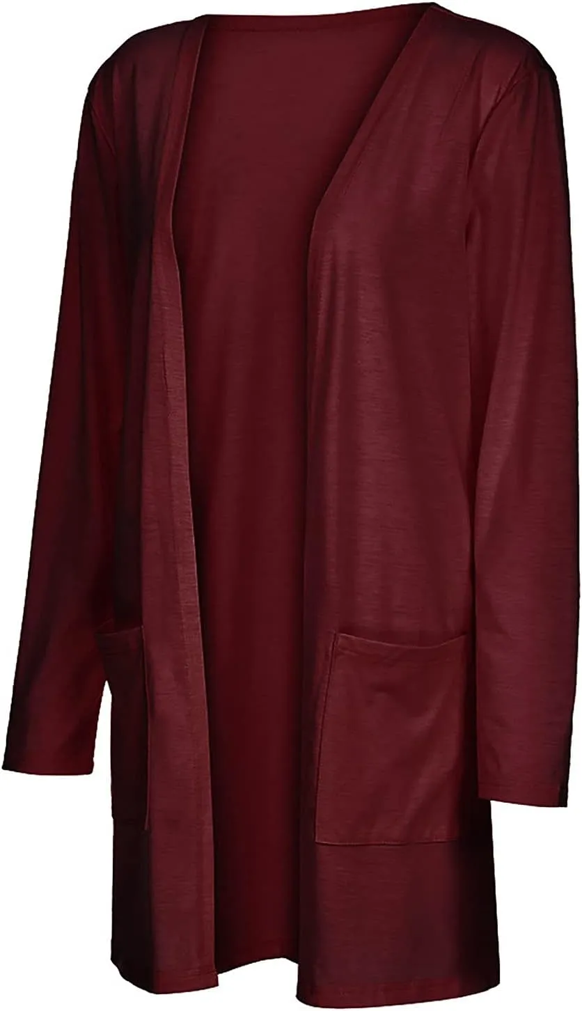 Cable Knit Cardigans for Women Long Sleeve Lightweight Cardigan Solid Color Open Front Cardigan with Pocket