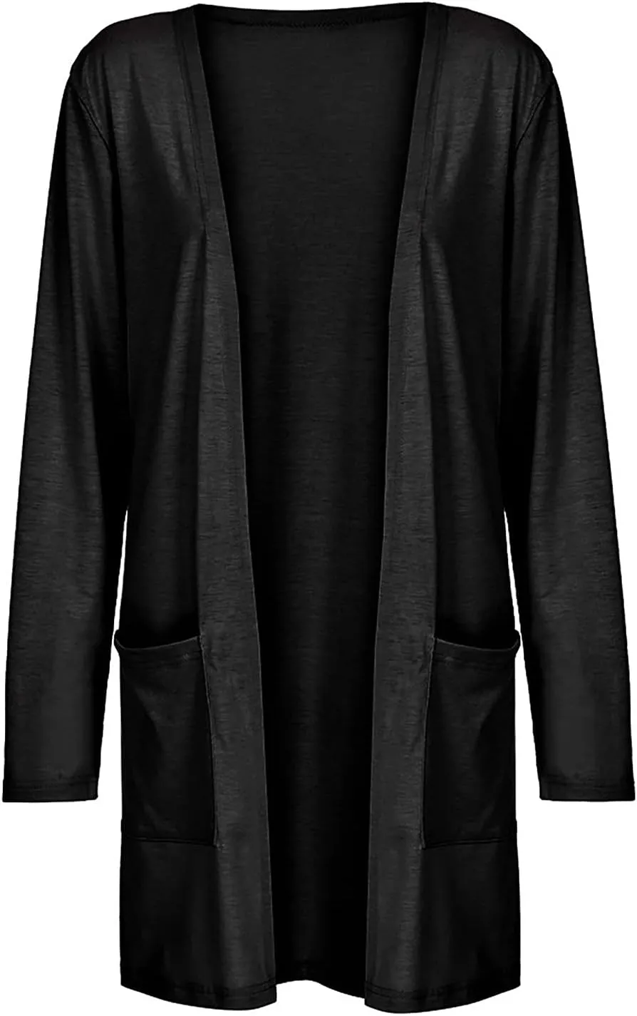Cable Knit Cardigans for Women Long Sleeve Lightweight Cardigan Solid Color Open Front Cardigan with Pocket