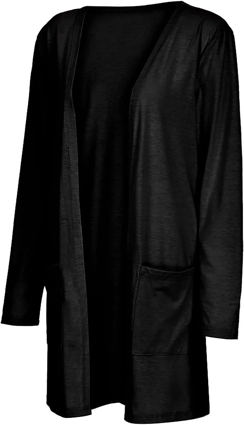 Cable Knit Cardigans for Women Long Sleeve Lightweight Cardigan Solid Color Open Front Cardigan with Pocket