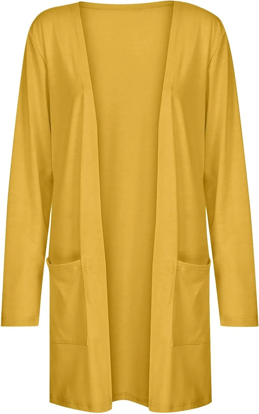 Cable Knit Cardigans for Women Long Sleeve Lightweight Cardigan Solid Color Open Front Cardigan with Pocket