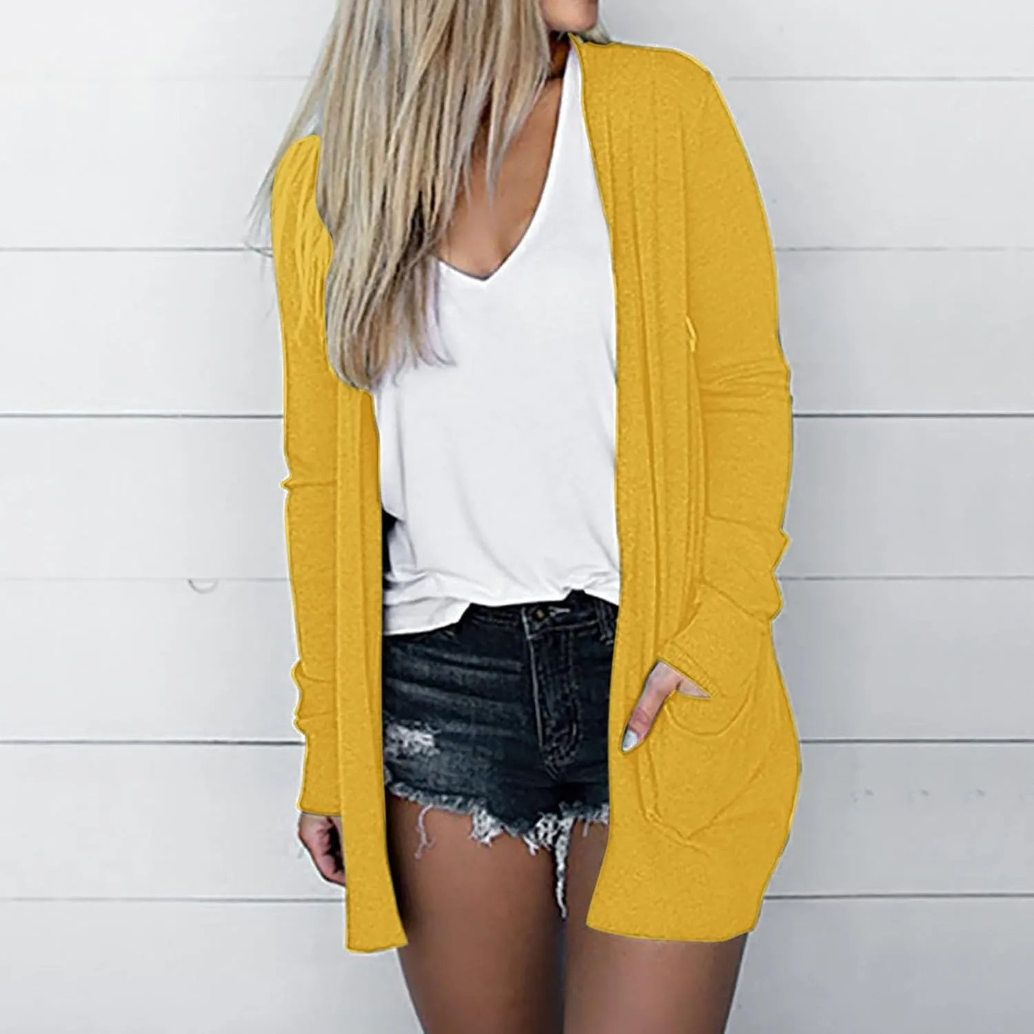 Cable Knit Cardigans for Women Long Sleeve Lightweight Cardigan Solid Color Open Front Cardigan with Pocket