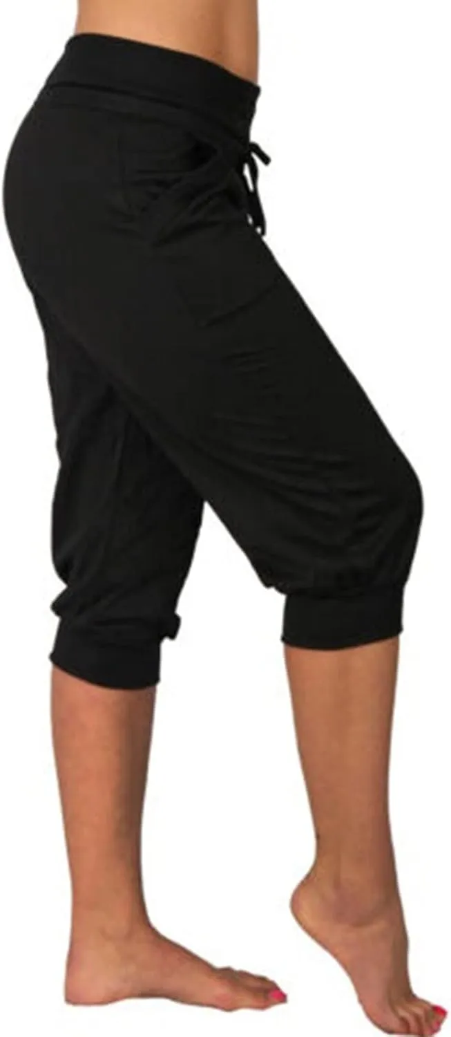 Capri Joggers Womens Yoga Pants Drawstring High Waisted Workout Lightweight Pants Comfy Loose Lounge Active Pants