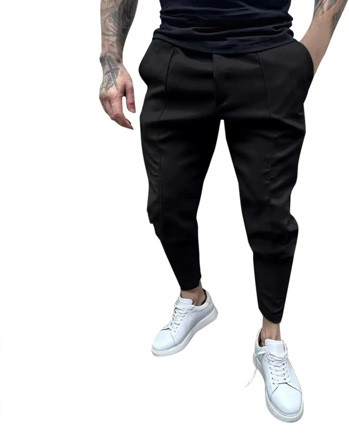 Cargo Pants for Men Outdoor Tactical Jogging Pants Slim Fit Sweatpants Elastic Waist Tapered Pants with Multi Pockets