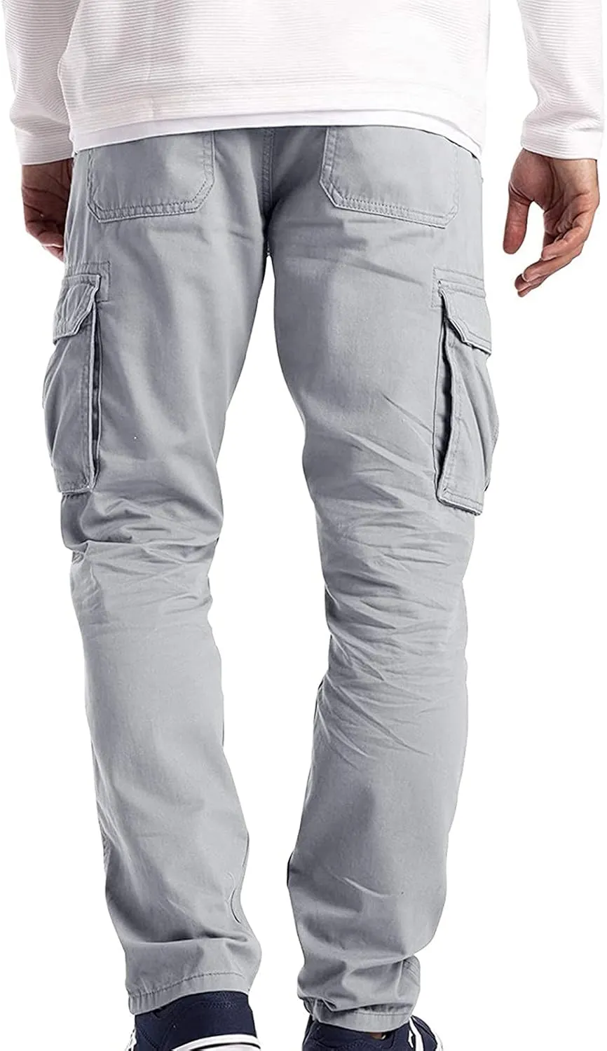 Cargo Pants for Men Relaxed Fit Pants Mens Cargo Sweatpants Heavyweight Fleece Jogger Pants Drawstring Sports Workout