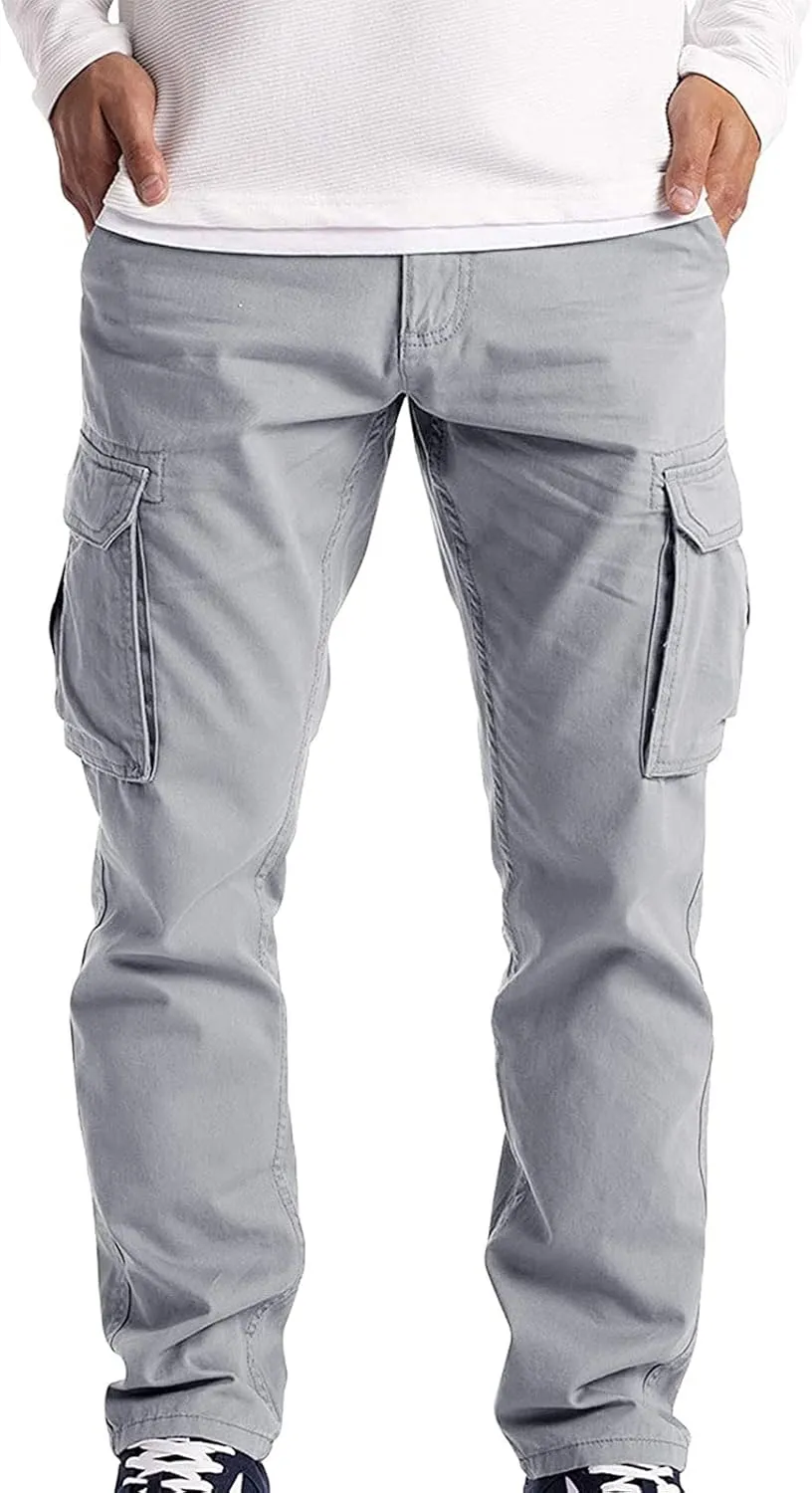 Cargo Pants for Men Relaxed Fit Pants Mens Cargo Sweatpants Heavyweight Fleece Jogger Pants Drawstring Sports Workout