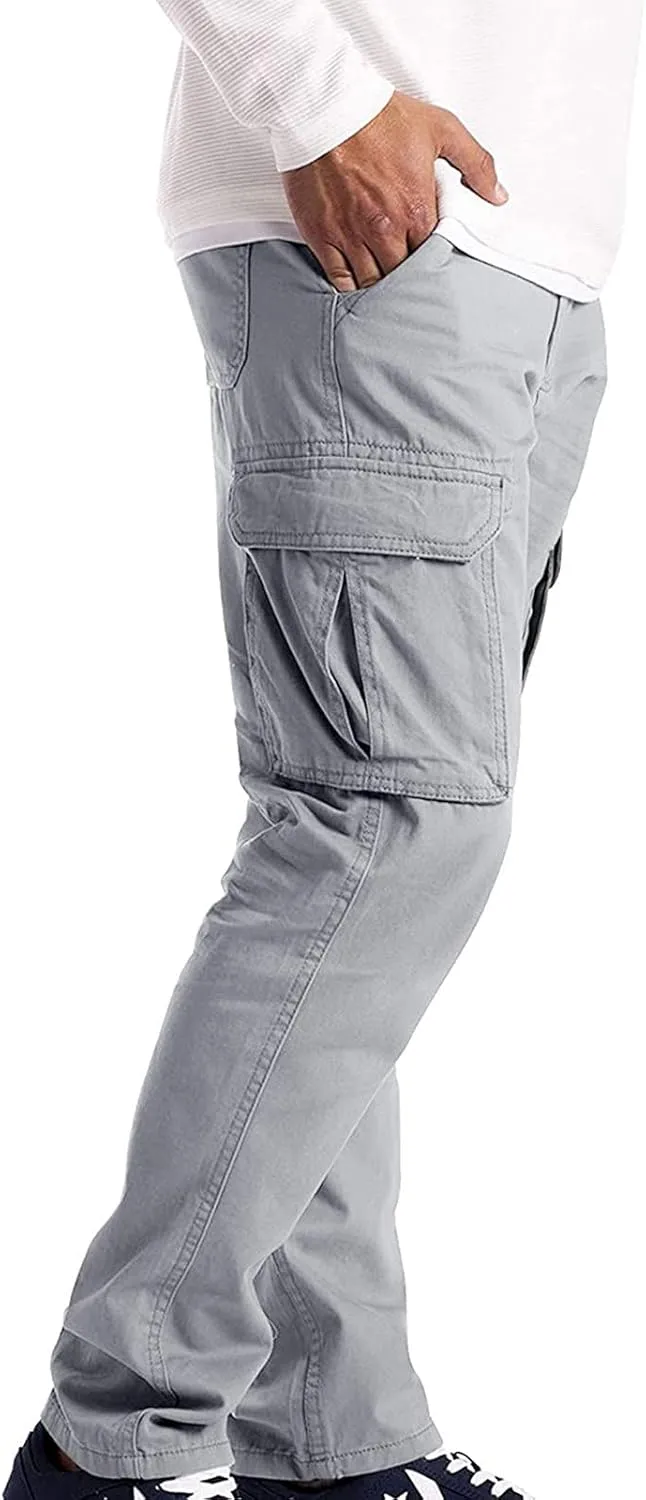Cargo Pants for Men Relaxed Fit Pants Mens Cargo Sweatpants Heavyweight Fleece Jogger Pants Drawstring Sports Workout