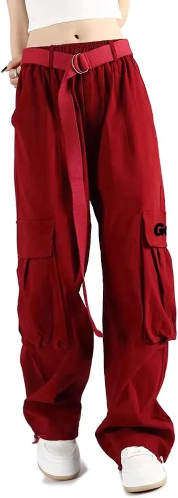 Cargo Pants Women with Pockets High Waist Baggy Casual Techwear Wide Leg Trousers Women Relaxed Fit Fashion Adjustable