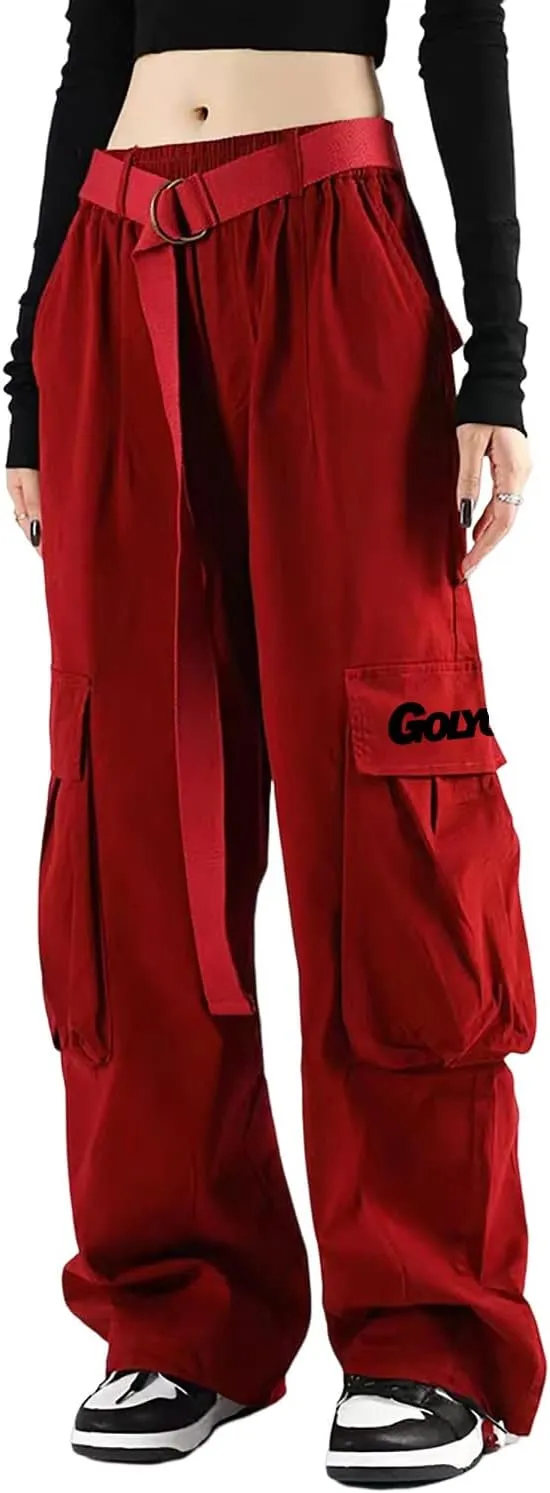 Cargo Pants Women with Pockets High Waist Baggy Casual Techwear Wide Leg Trousers Women Relaxed Fit Fashion Adjustable