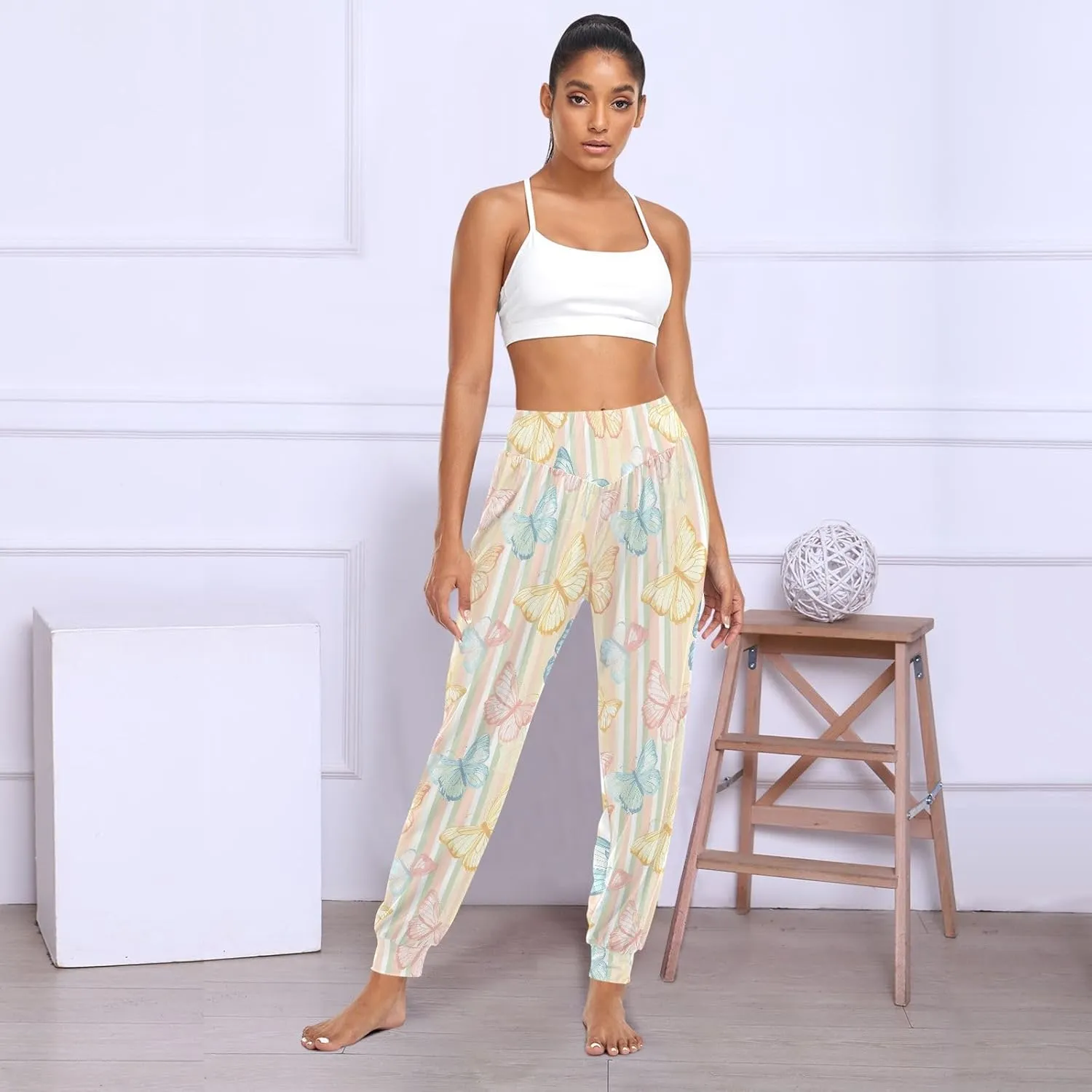 CHIFIGNO Harem Pants Women Athletic Pants Casual Loose Pants Women Hippie Pants