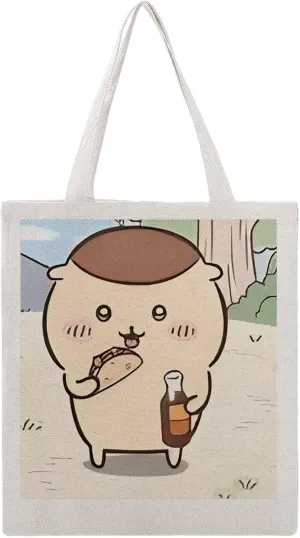 Chii-kawa Kurimanju Merch Canvas Tote Bag Kawaii Reusable Grocery Bags Shopping Travel Bag Style 38x41cm