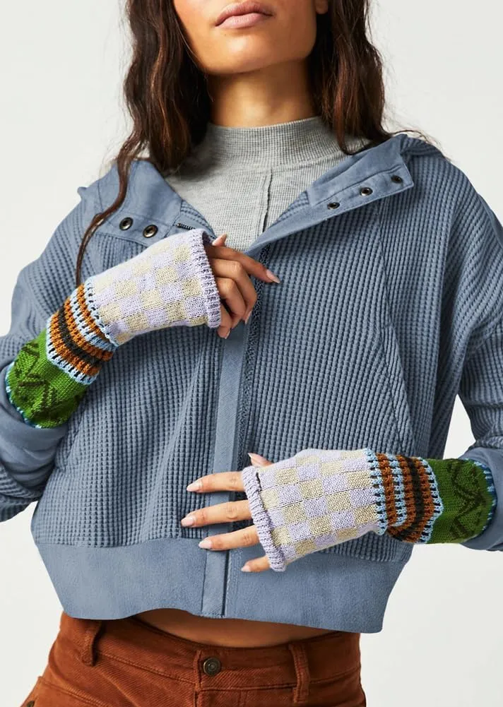 chouyatou Women's Oversized Hooded Sweatshirt Y2K Boyfriend Waffle Knit Zip Up Hoodie Jacket Shackets
