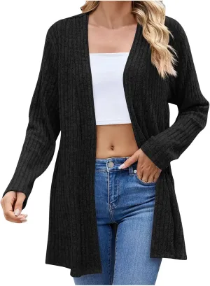 Chunky Knit Cardigans for Women Vintage Oversized Open Front Knit Cardigan Fall Solid Color Sweater Winter Coats
