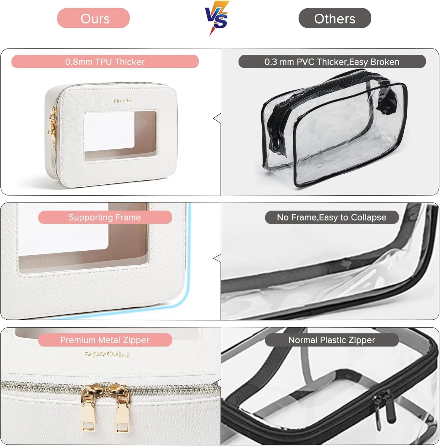Clear Makeup Bag Portable Travel Cosmetic Bags Multipurpose Clear Makeup Bags with Zipper Transparent Toiletry Bag Make Up Bag Organizer for Women Traveling Car Essentials,Medium,Beige