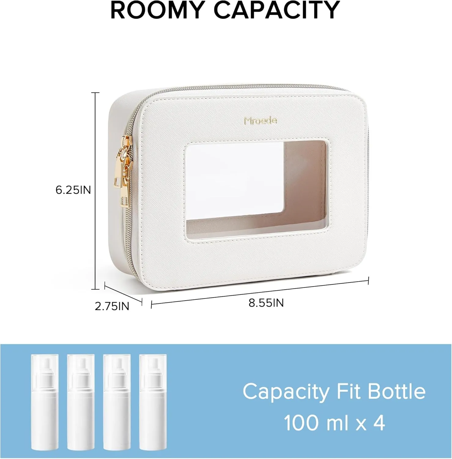 Clear Makeup Bag Portable Travel Cosmetic Bags Multipurpose Clear Makeup Bags with Zipper Transparent Toiletry Bag Make Up Bag Organizer for Women Traveling Car Essentials,Medium,Beige