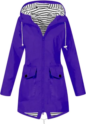 Coat for Women Winter, Women Solid Rain Jacket Rainwear Outdoor Plus Windproof Hooded Active Windbreaker
